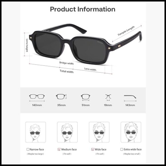 Trendy Rectangle Polarized Sunglasses Thin Slim Square Frames main image 5